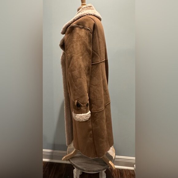 Avec Les Filles Faux Shearling Coat Brown size Large - Picture 8 of 16
